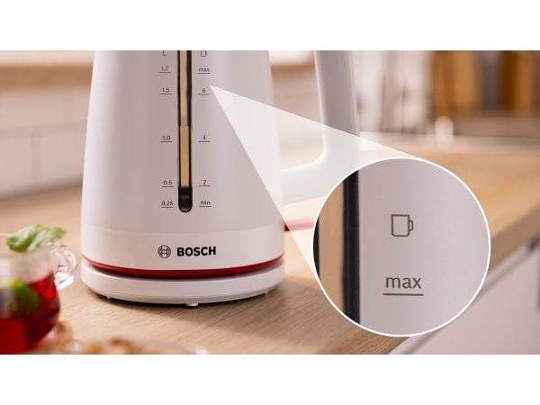 Bosch TWK3M121, 1,7 l, 2400 W, Hvit, Plast, Vannivåindikator, Overopphetingsbeskyttelse