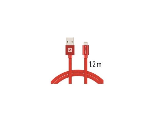 Swissten tekstiili USB - Lightning 1.2m punainen