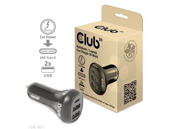 Club 3D Club3D USB billader 1xUSB C, 2xUSB A, 36W, 12/24V detaljhandel