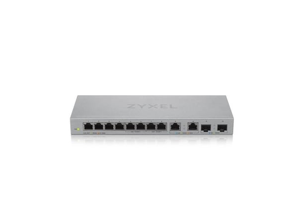 Zyxel XGS1010-12 - V2 - switch - Styrt - 8 x 10/100/1000 + 2 x 100/1000/2.5G + 2 x 1 Gigabit / 10 Gigabit SFP+ (opplink) - stasjonær, veggmonterbar
