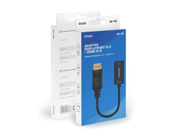 Savio AK-62, 0,2 m, DisplayPort, HDMI, Hankontakt, Hankontakt