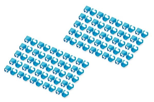 Digitus A-CC-B, Fargekodende klemme, Blå, Polyvinylklorid (PVC), Cat5e/6, 100 stykker, 100 mm