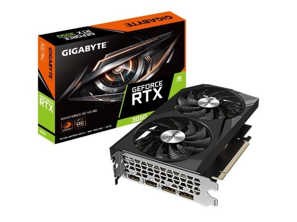 Gigabyte GeForce RTX 3050 WINDFORCE OC V2 - Grafikkort - GF RTX 3050 - 8 GB GDDR6 - PCIe 4.0 - DisplayPort, HDMI, DVI - boks