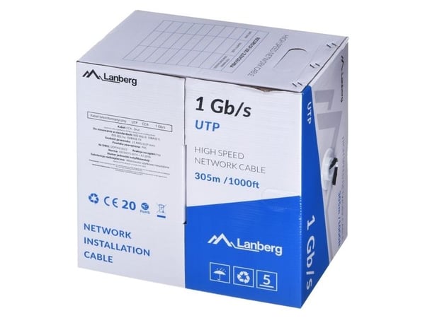 LAN UTP 1GB/S 305M JOHTO CCA MUSTA LANBERG