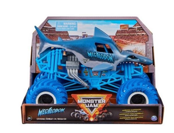 Monster Jam , Official Megalodon Monster Truck, Collector Die-Cast Vehicle, 1:24 Scale, Kids Toys for Boys and Girls Ages 3 and up, Monster truck, ...