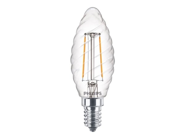 Philips - LED-lyspære - form: stearinlys - klar finish - E14 - 2 W (ekvivalent 25 W) - klasse A++ - varmt hvitt lys - 2700 K