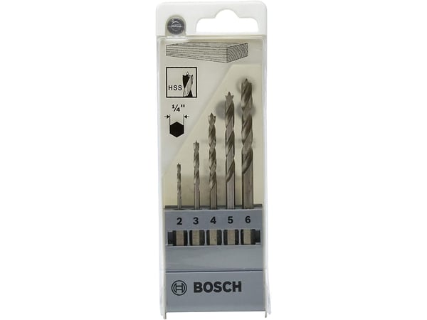 Bosch - Borsett - for tre - 5 deler - 5 mm, 6 mm, 4 mm, 3 mm, 2 mm - heksagonal - lengde: 62 mm, 99 mm, 88 mm, 106 mm, 74 mm