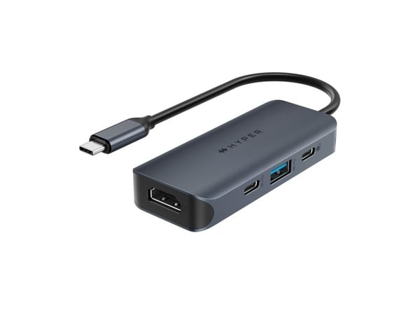 HYPER HD4001GL, USB 3.2 Gen 1 (3.1 Gen 1) Type-C, USB 3.2 Gen 1 (3.1 Gen 1) Type-C, 10000 Mbit/s, 60 Hz, 3840 x 2160, Blå, Grå