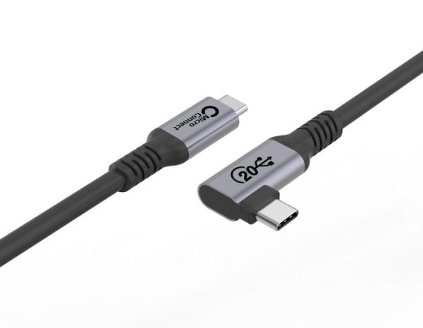 MicroConnect - USB-kabel - 24 pin USB-C (hann) rett til 24 pin USB-C (hann) vinklet - USB 3.2 Gen 2x2 - 20 V - 5 A - 2 m - USB Power Delivery (100 ...