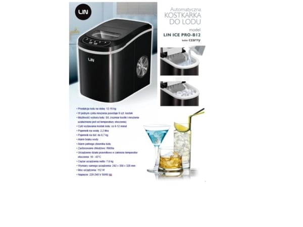 Lin ismaskin LIN ICE PRO-B12 ismaskin, sort