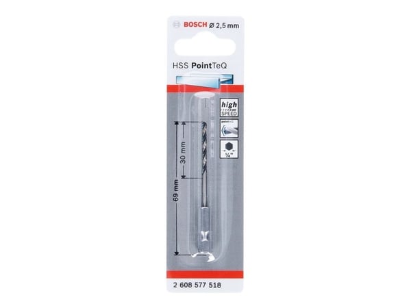 Bosch HSS PointTeQ - Bor - for metall - bor - 2.5 mm - heksagonal - lengde: 69 mm