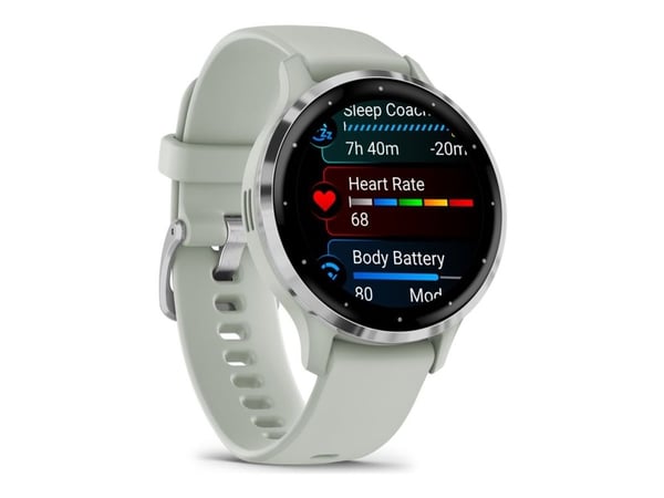 Garmin Venu 3S - 41 mm - salviegrå - smartklokke med bånd - silikon - håndleddstørrelse: 110-175 mm - display 1.2" - 8 GB - Bluetooth, Wi-Fi, ANT+ ...