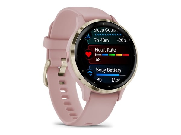 Garmin Venu 3S - 41 mm - støvrose - smartklokke med bånd - silikon - håndleddstørrelse: 110-175 mm - display 1.2" - 8 GB - Bluetooth, Wi-Fi, ANT+ -...