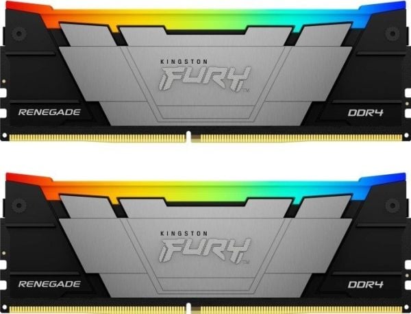 Kingston FURY Renegade RGB - DDR4 - sett - 16 GB: 2 x 8 GB - DIMM 288-pin - 3200 MT/s / PC4-25600 - CL16 - 1.2 V - ikke-bufret - ikke-ECC - svart