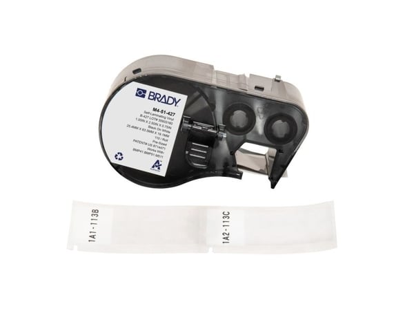 Brady B-427 - Vinyl - matt - permanent akryl-adhesiv - 101,6 mikroner - svart på hvitt, blank - 63.5 x 25.4 mm 110 etikett(er) (1 rull(er) x 110 se...
