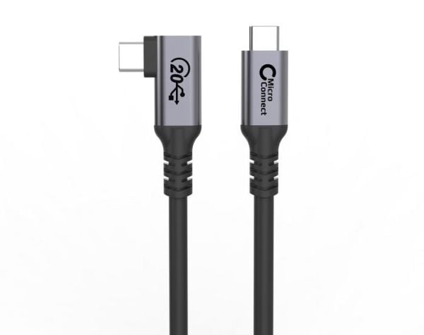 MicroConnect - USB-kabel - 24 pin USB-C (hann) rett til 24 pin USB-C (hann) vinklet - USB 3.2 Gen 2x2 - 20 V - 5 A - 3 m - USB Power Delivery (100 ...