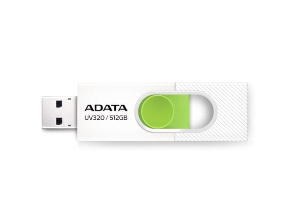ADATA UV320 - USB-flashstasjon - 512 GB - USB 3.2 Gen 1 - hvit/grønn