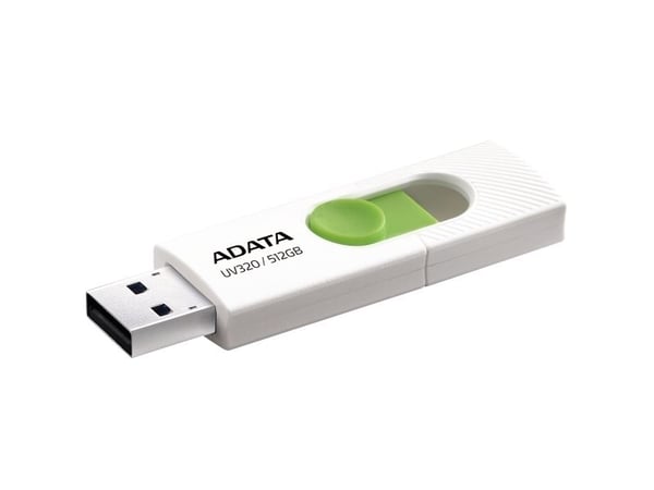 ADATA UV320 - USB-flashstasjon - 512 GB - USB 3.2 Gen 1 - hvit/grønn