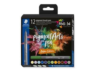 STAEDTLER 371 - Børstepenn - permanent - assorterte farger - vannbasert fargeblekk (en pakke 12)