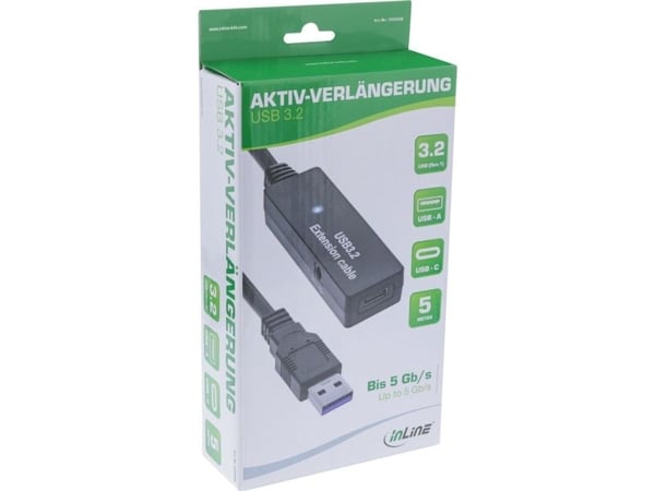 InLine 35650B, 5 m, USB A, USB C, USB 3.2 Gen 1 (3.1 Gen 1), 5 Gbit/sek, svart