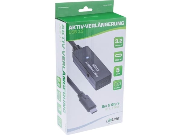 InLine 35650C, 5 m, USB C, USB C, USB 3.2 Gen 1 (3.1 Gen 1), 5 Gbit/sek, Svart