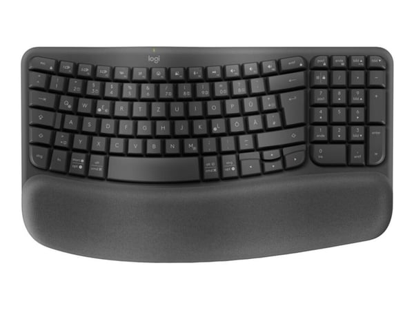 Logitech Wave Keys, Täysikokoinen (100 %), RF Wireless + Bluetooth, Kalvokytkin, AZERTY, Grafiitti