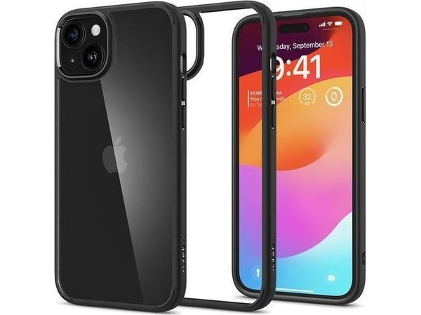 Spigen ACS06657, Etui, Apple, iPhone 15 Plus, 17 cm (6.7"), Svart, Gjennomsiktig