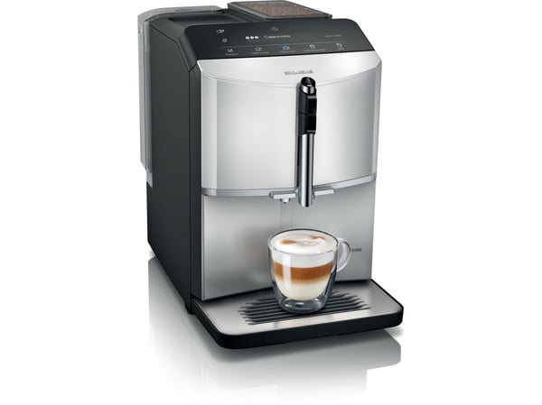 Siemens EQ.300 TF303E01 - Automatisk kaffemaskin med melkeskummer - 15 bar - lys sølv