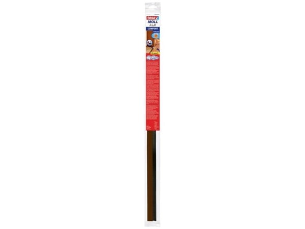 tesa Moll STANDARD dørtetningslist, brun, 43 mm x 1 m - dørpakning i plast for tekstilgulv, selvklebende (05403-101-0)