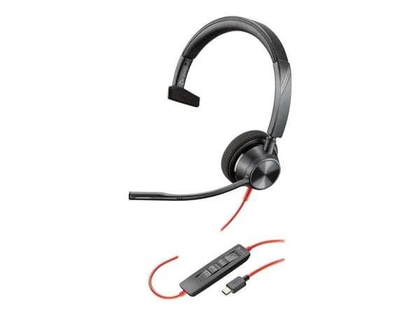 HP Poly Blackwire 3310 - Blackwire 3300 series - hodesett - on-ear - kablet - USB-C - svart - UC-sertifisert
