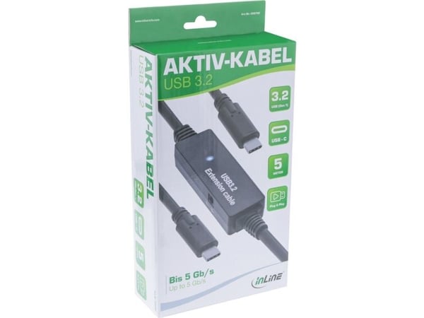 InLine 35670C, 5 m, USB C, USB A, USB 3.2 Gen 1 (3.1 Gen 1), 5 Gbit/sek, svart