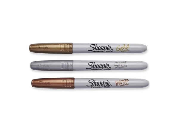 Marker Sharpie Metallic 1,4 mm permanent med 3 stk. ass. guld/sølv/bronze