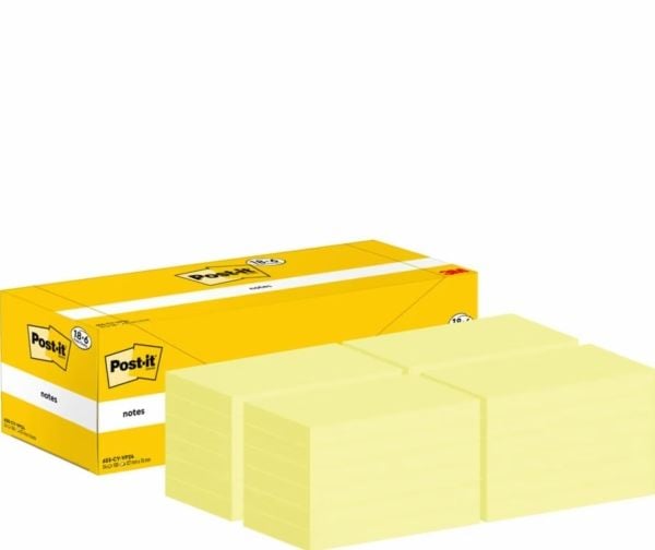 Post-It 3M - klistrelapper - gule klistrelapper rektangel 100 ark (655-CY-VP24)