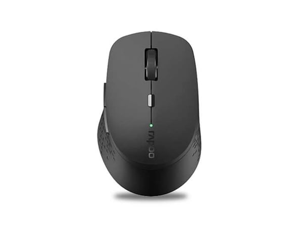 Rapoo M300 Silent - Mus - optisk - 7 knapper - trådløs - 2.4 GHz, Bluetooth 4.0, Bluetooth 3.0 - USB trådløs mottaker - mørk grå