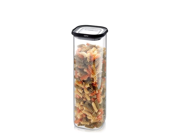GEFU PANTRY, Säilö, Suorakulmainen, 2,5 L, musta, Läpinäkyvä, Borosilikaattilasi, Muovi, Silikoni, Ruostumaton teräs, 110 mm