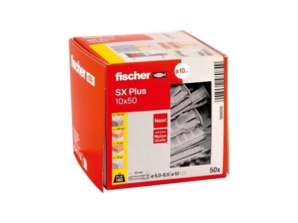 Fischer 568010, Ekspansjonsanker, Lettbetong, Murstein, Betong, Gipsfiberplate, Murverk, Nylon, Grå, Tyskland, 1 cm