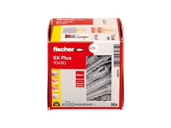 Fischer 568010, Ekspansjonsanker, Lettbetong, Murstein, Betong, Gipsfiberplate, Murverk, Nylon, Grå, Tyskland, 1 cm