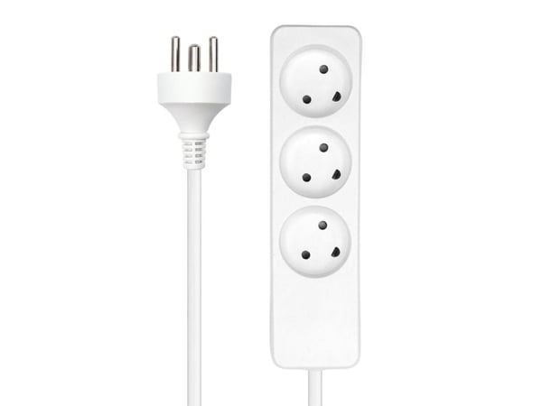 Microconnect MC-GRU0301DKW, 1 m, Typ K, Typ K, Vit, 3 AC-utgångar, 270 g