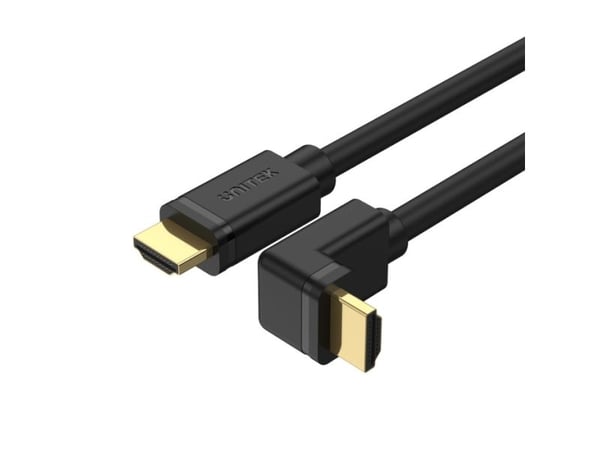 Unitek - High Speed - HDMI-kabel med Ethernet - HDMI hann rett til HDMI hann høyrevinklet - 2 m - trippel beskyttelse - svart - 4K 60Hz støtte