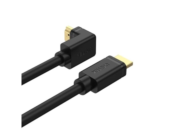Unitek - High Speed - HDMI-kabel med Ethernet - HDMI hann rett til HDMI hann høyrevinklet - 2 m - trippel beskyttelse - svart - 4K 60Hz støtte