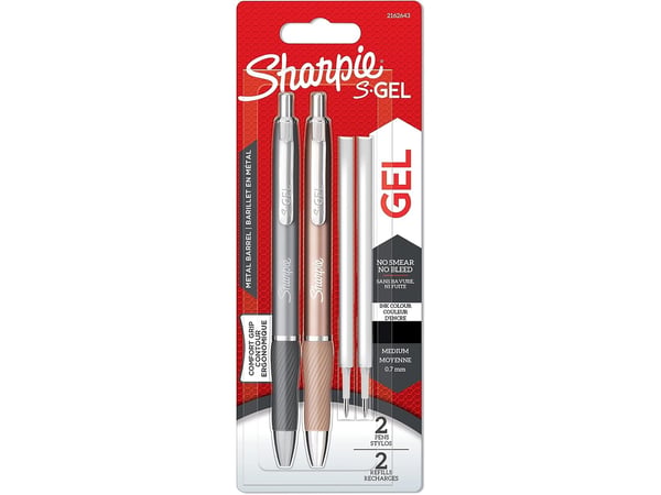 Sharpie 2162643, Uttrekkbar gelépenn, Sort, Kromfarget, Grå, Rosegull, Metall, Medium, Rund
