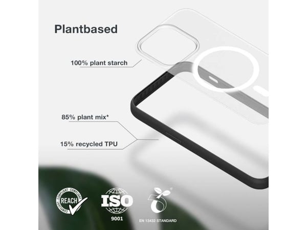 Woodcessories - Baksidedeksel for mobiltelefon - MagSafe-samsvar - wheat & straw mix - svart/klar - for Apple iPhone 14