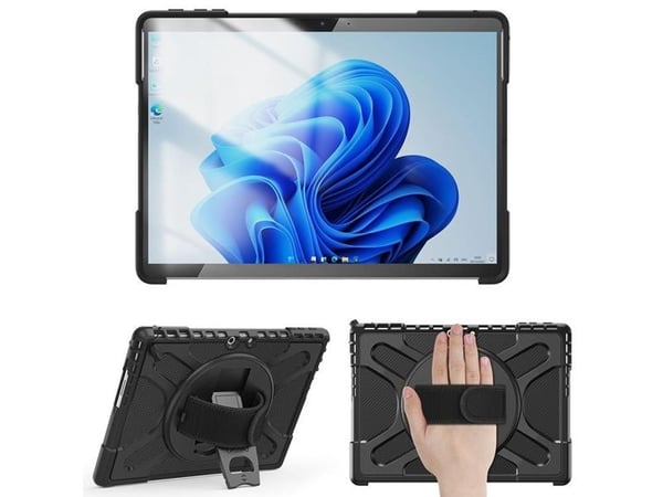 eSTUFF ATLANTA - Baksidedeksel for nettbrett - robust - termoplast-polyuretan (TPU), polykarbonat - svart - for Microsoft Surface Pro 9