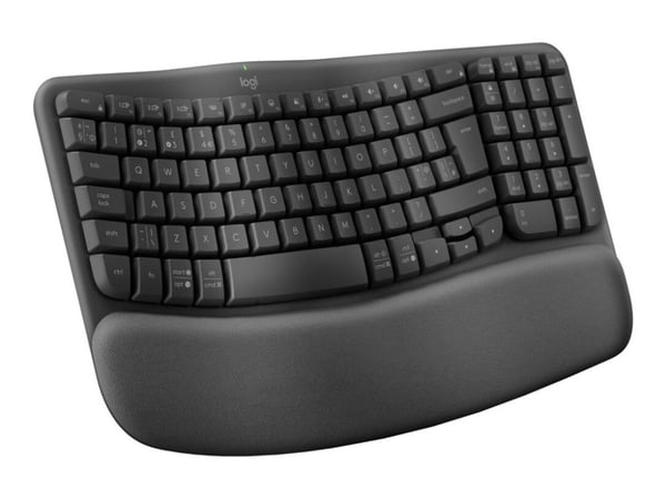 Logitech Ergo Series Wave Keys for Business - Tastatur - trådløs - 2.4 GHz, Bluetooth 5.1 LE - QWERTY - US International - grafitt