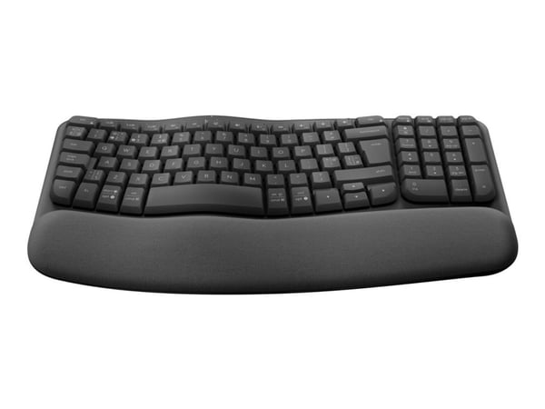 Logitech Ergo Series Wave Keys for Business - Tastatur - trådløs - 2.4 GHz, Bluetooth 5.1 LE - QWERTY - Storbritannia - grafitt