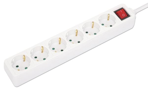 MANHATTAN Power Strip 6x 2m kaapeli valkoinen Virtakytkin