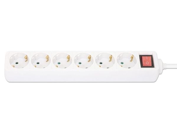 MANHATTAN Power Strip 6x 2m kaapeli valkoinen Virtakytkin
