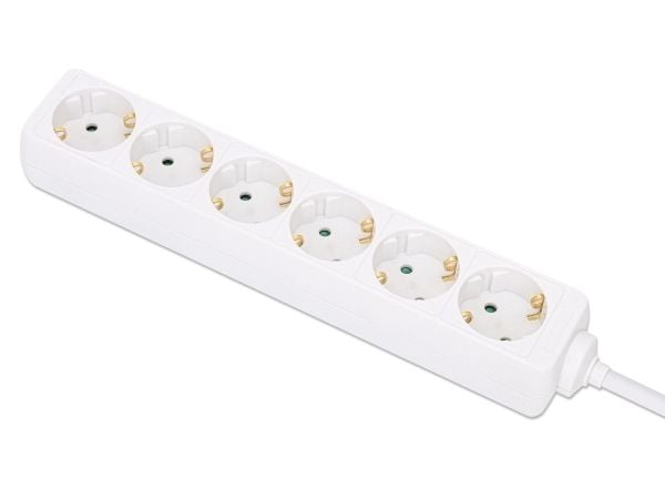 MANHATTAN Power Outlet Strip 6gang 2m kaapeli valkoinen Suojakoskettimet