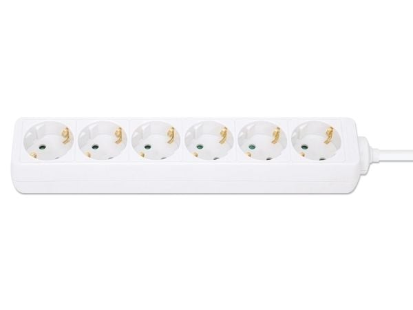 MANHATTAN Power Outlet Strip 6gang 2m kaapeli valkoinen Suojakoskettimet