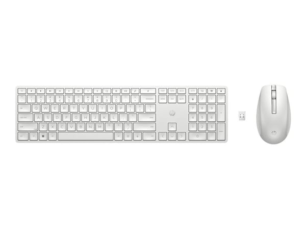 HP 650 trådlöst tangentbords- och musset, 2,4 GHz, membrantangentbord, vit